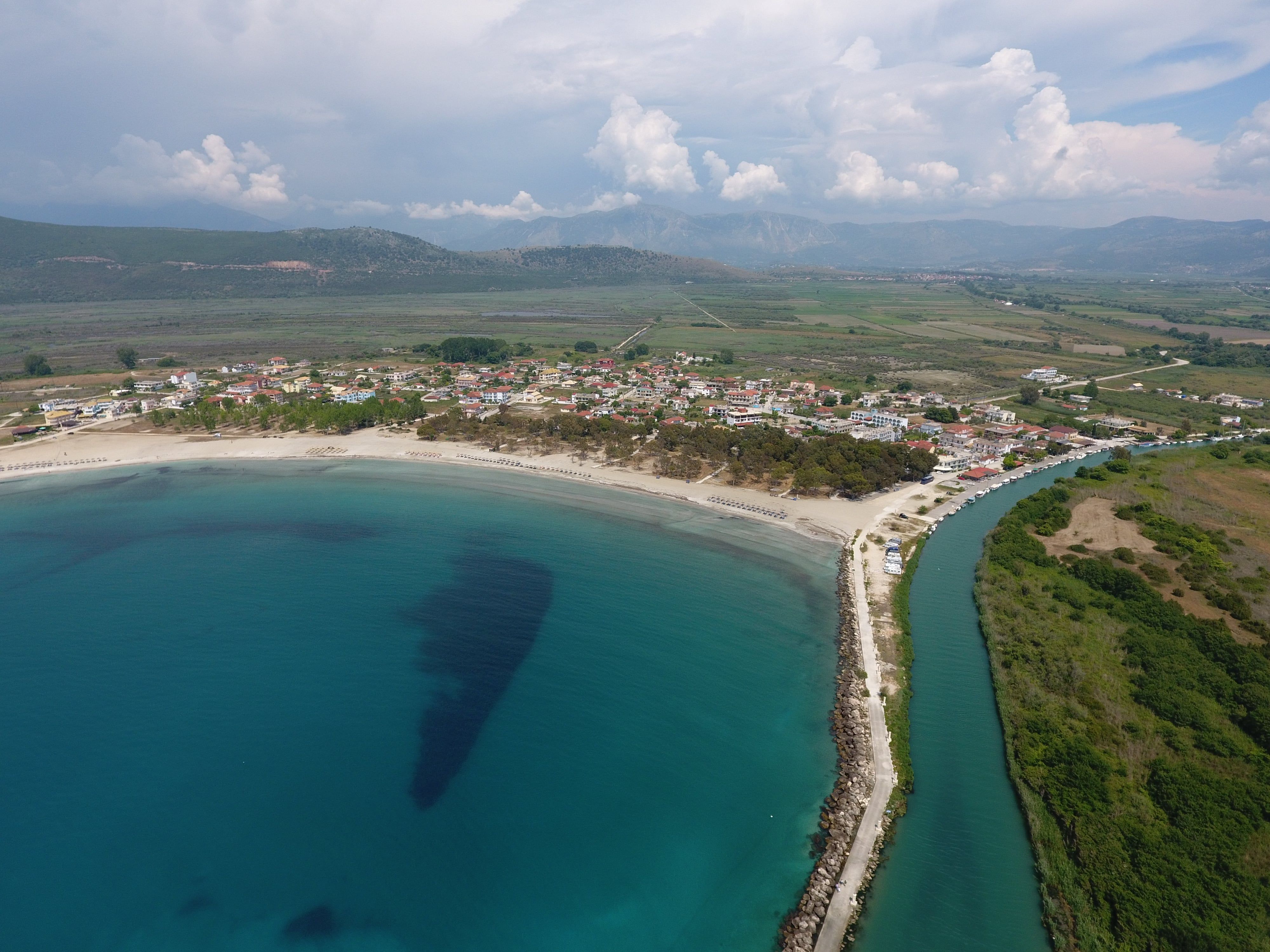 Panorama of Ammoudia with Ionian Sea and Acheron River